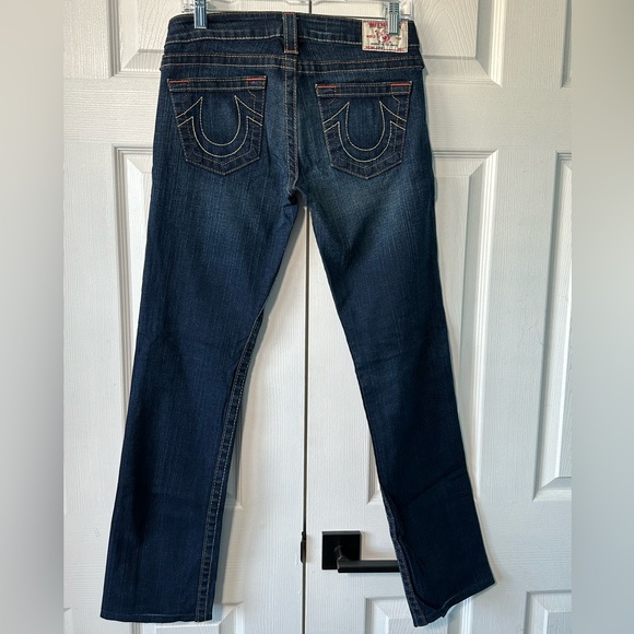True Religion Johnny Dark Wash Straight Leg Low Rise Size 28 - Picture 2 of 11